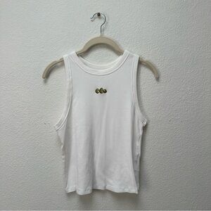White Embroidered Tank Top